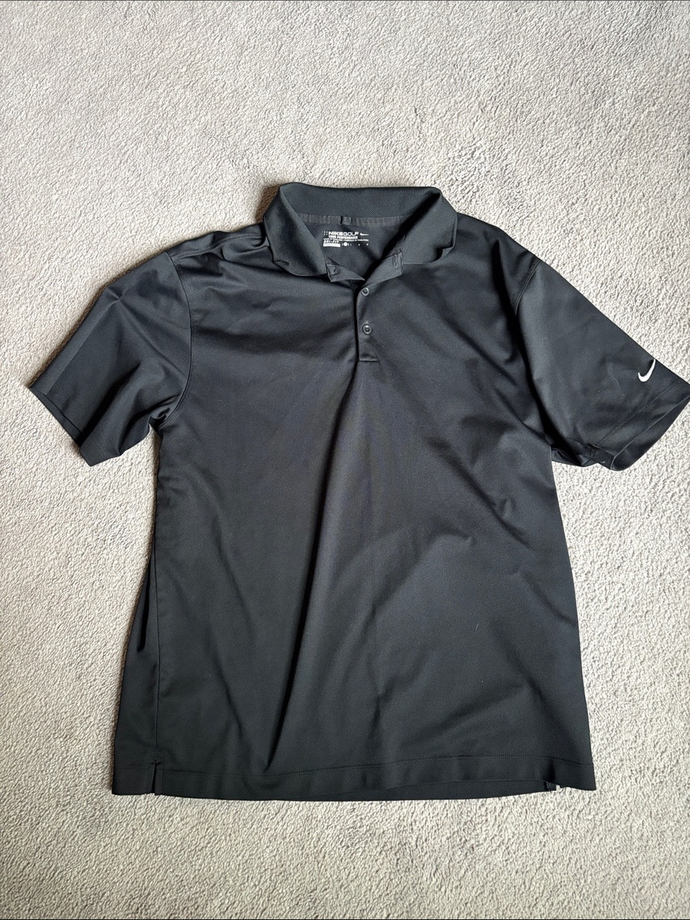 Nike Black Short-Sleeve Polo with Sleeve Swoosh